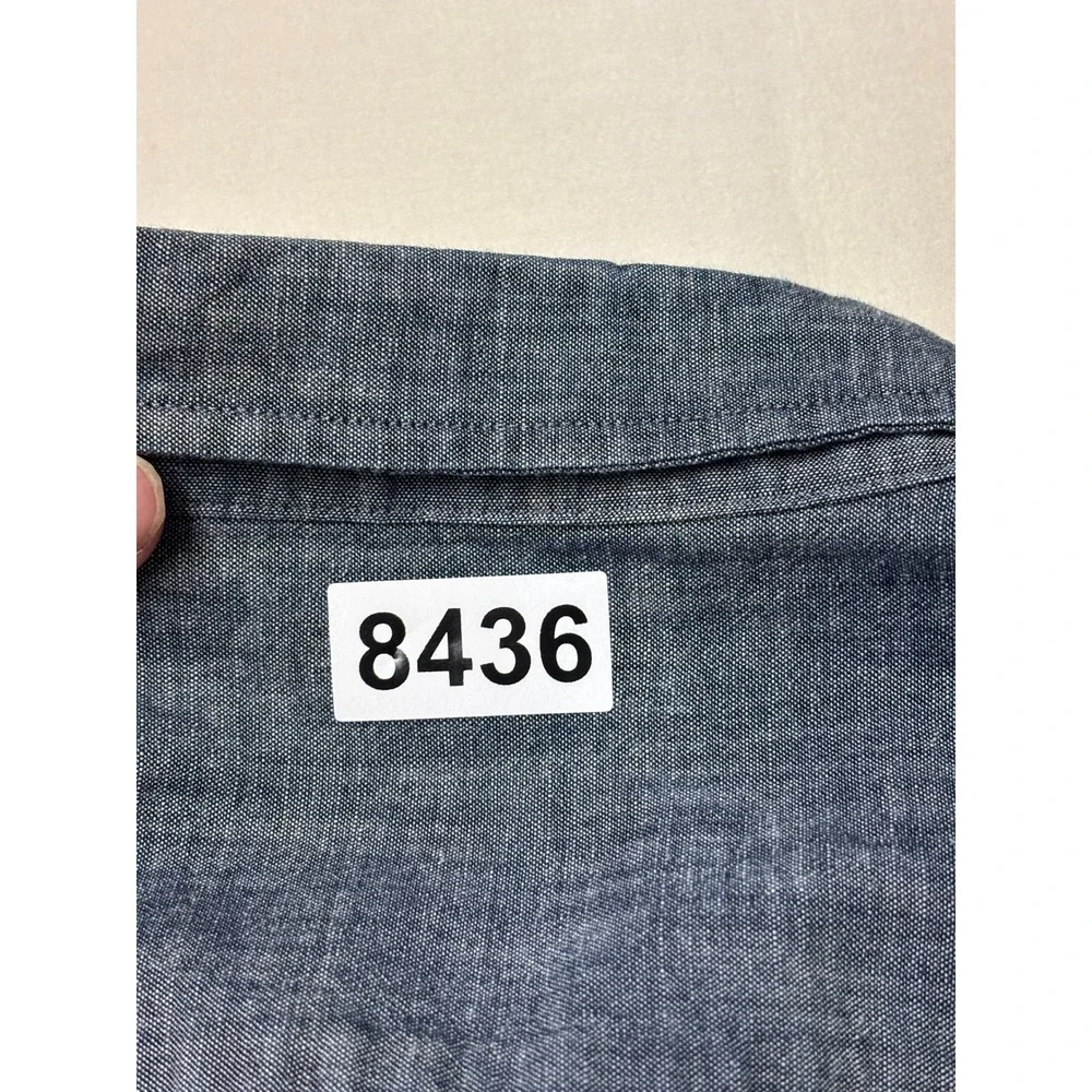 Banana Republic Mens Blue Chambray Untucked Slim Fit Cotton Shirt Large L